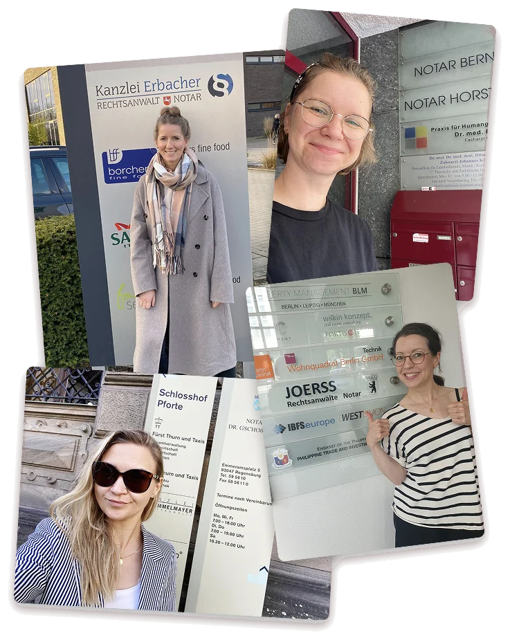 Collage: weitere Teilnehmerinnen des Mrs. Property Mentorings vor Notariaten